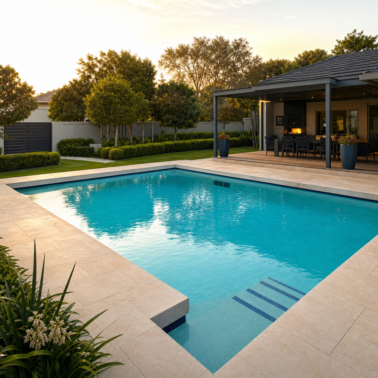 Freshly renovated residential swimming pool